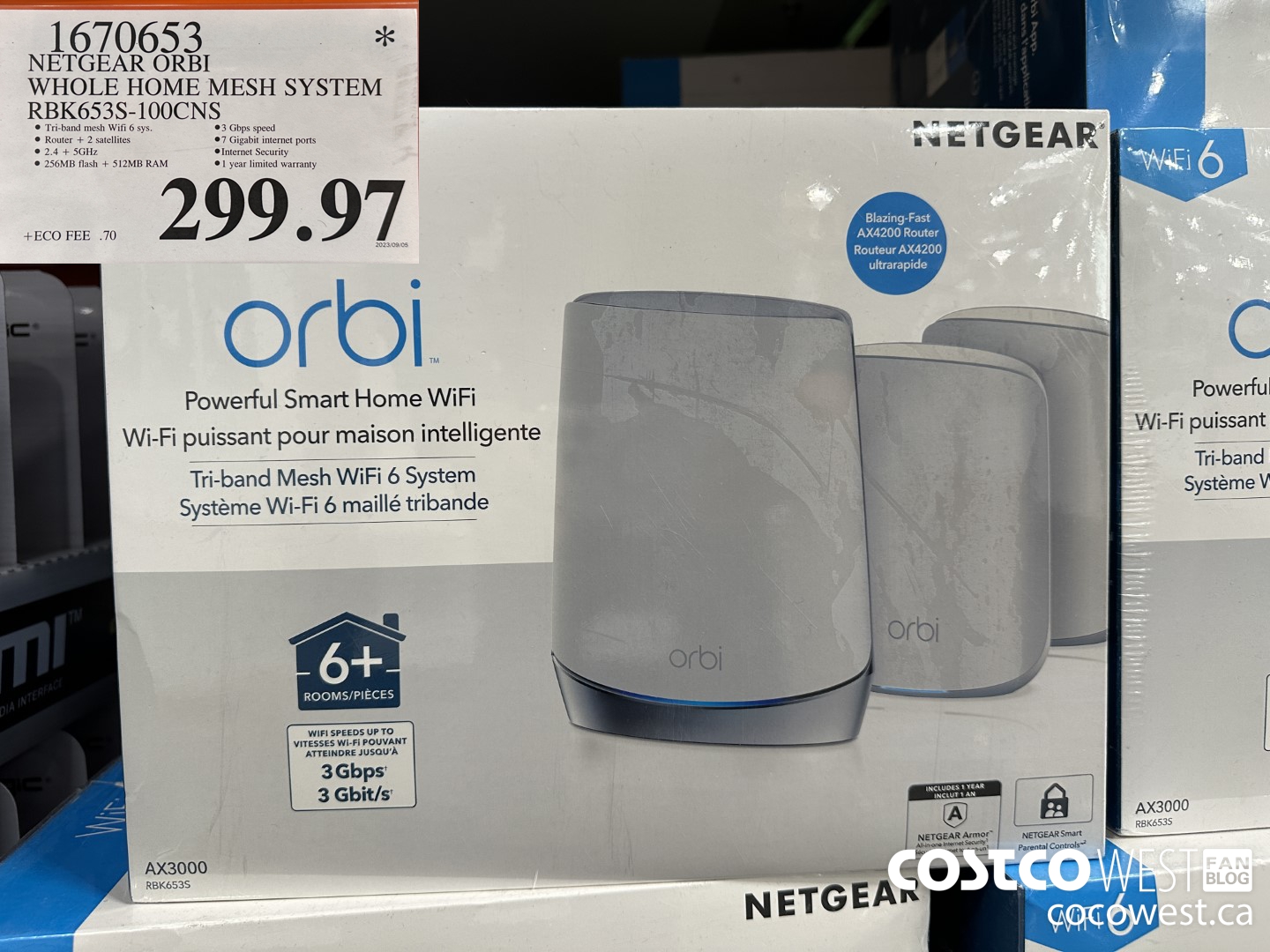 1670653 NETGEAR ORBI WHOLE HOME MESH SYSTEM RBK653S-100CNS $299.97