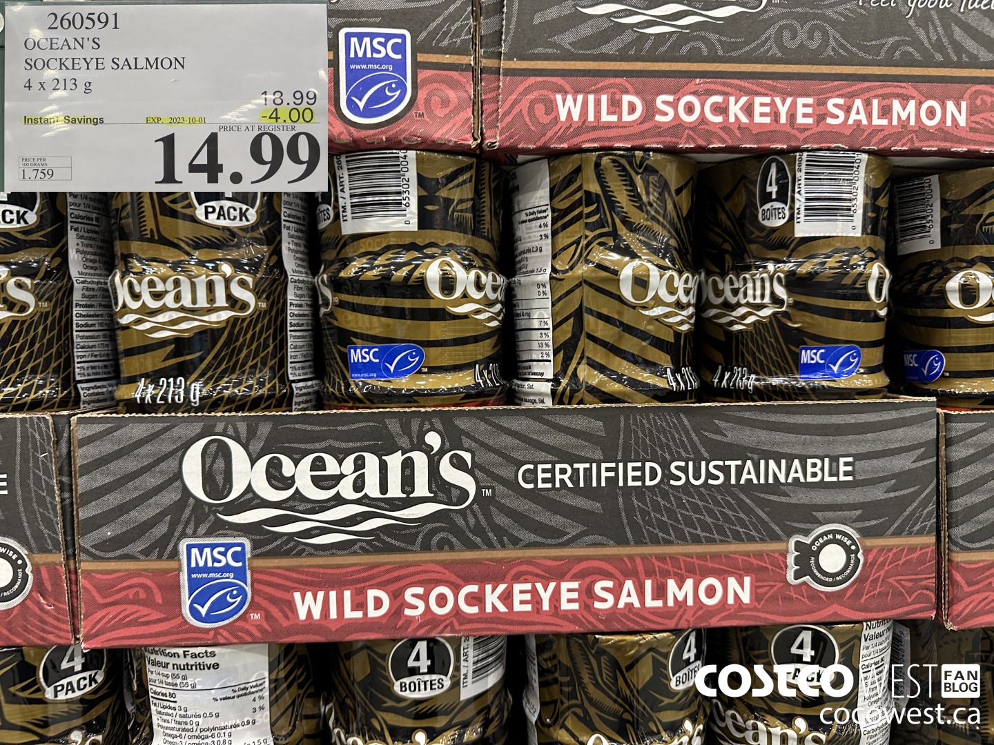 260591 OCEAN'S SOCKEYE SALMON 4 x 213 g ($4.00 INSTANT SAVINGS EXPIRES ON 2023-10-01) $14.99