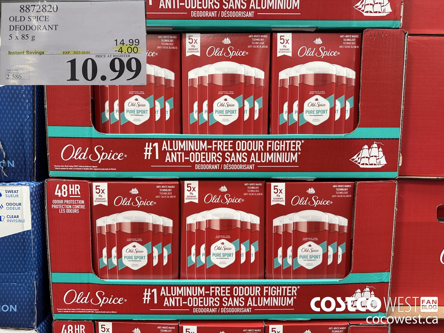 8872820 OLD SPICE DEODORANT 5 x 85 g ($4.00 INSTANT SAVINGS EXPIRES ON 2023-10-01) $10.99