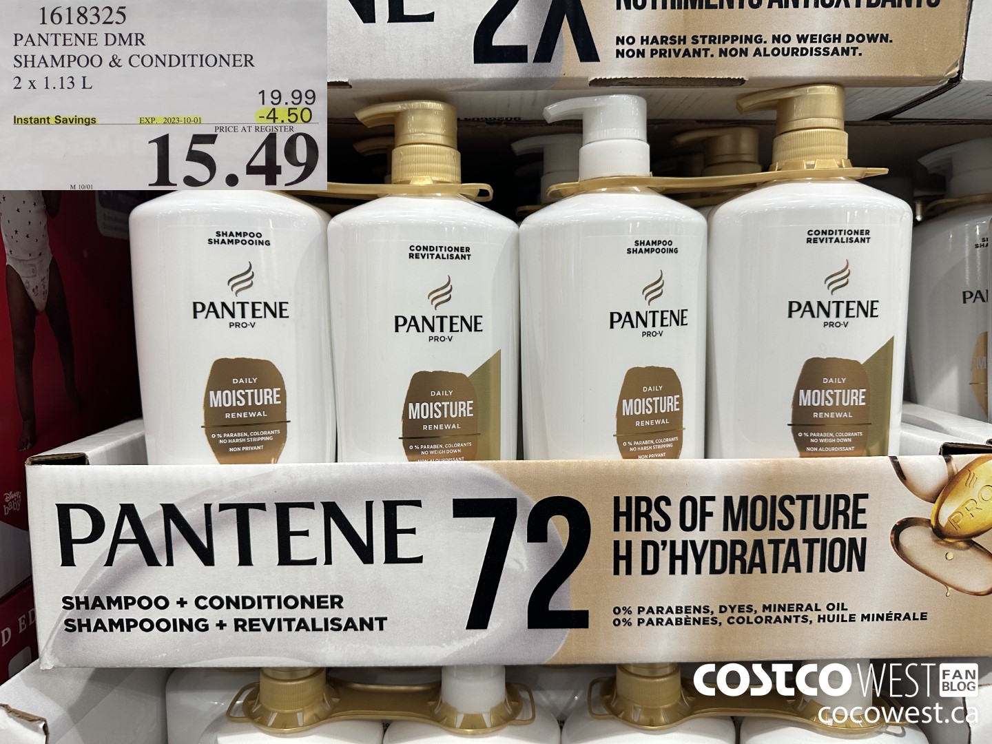 1618325 PANTENE DMR SHAMPOO/CONDIRIONER 2 x 1.13 L ($4.50 INSTANT SAVINGS EXPIRES ON 2023-10-01) $15.49