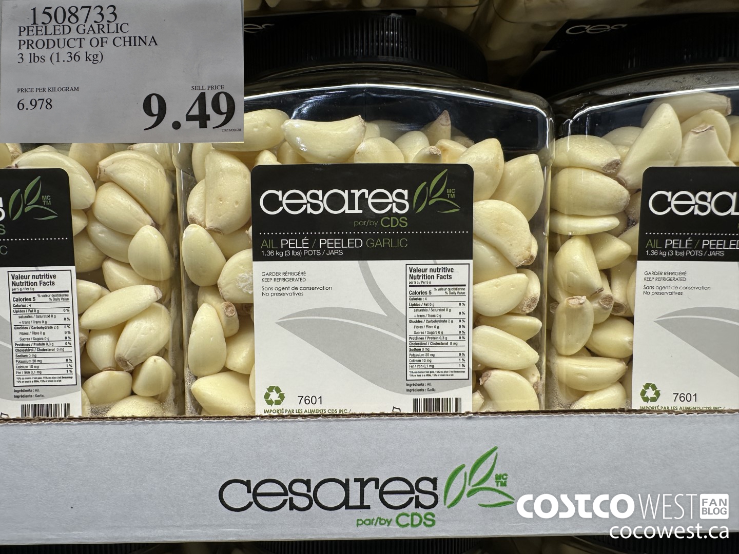 1508733 PEELED GARLIC PRODUCT OF CHINA 3 LBS (1.36KG) $9.49