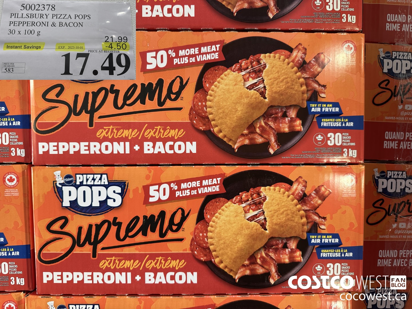 5002378 PILLSBURY PIZZA POPS PEPPERONI & BACON 30 x 100 g ($4.50 INSTANT SAVINGS EXPIRES ON 2023-10-01) $17.49