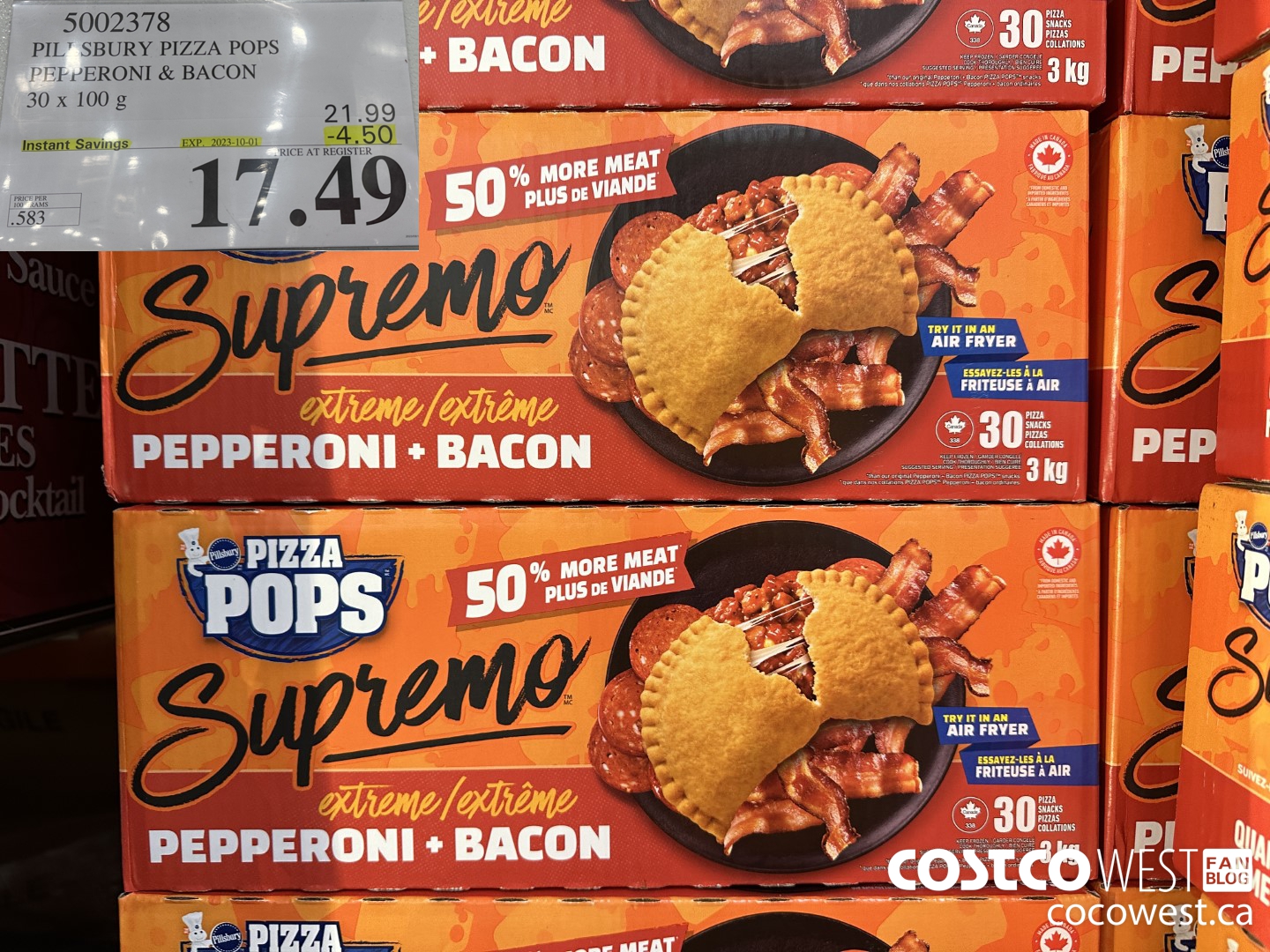 5002378 PILLSBURY PIZZA POPS PEPPERONI & BACON 30 x 100 g ($4.50 INSTANT SAVINGS EXPIRES ON 2023-10-01) $17.49