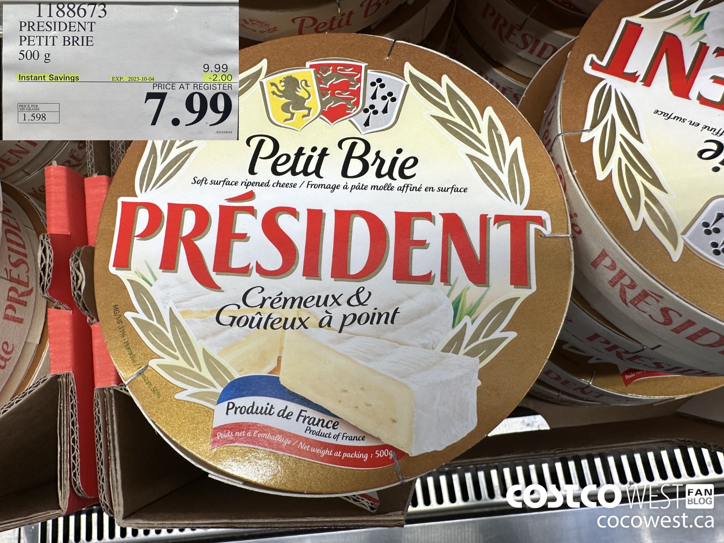 1188673 PRESIDENT PETIT BRIE 500 g ($2.00 INSTANT SAVINGS EXPIRES ON 2023-10-04) $7.99