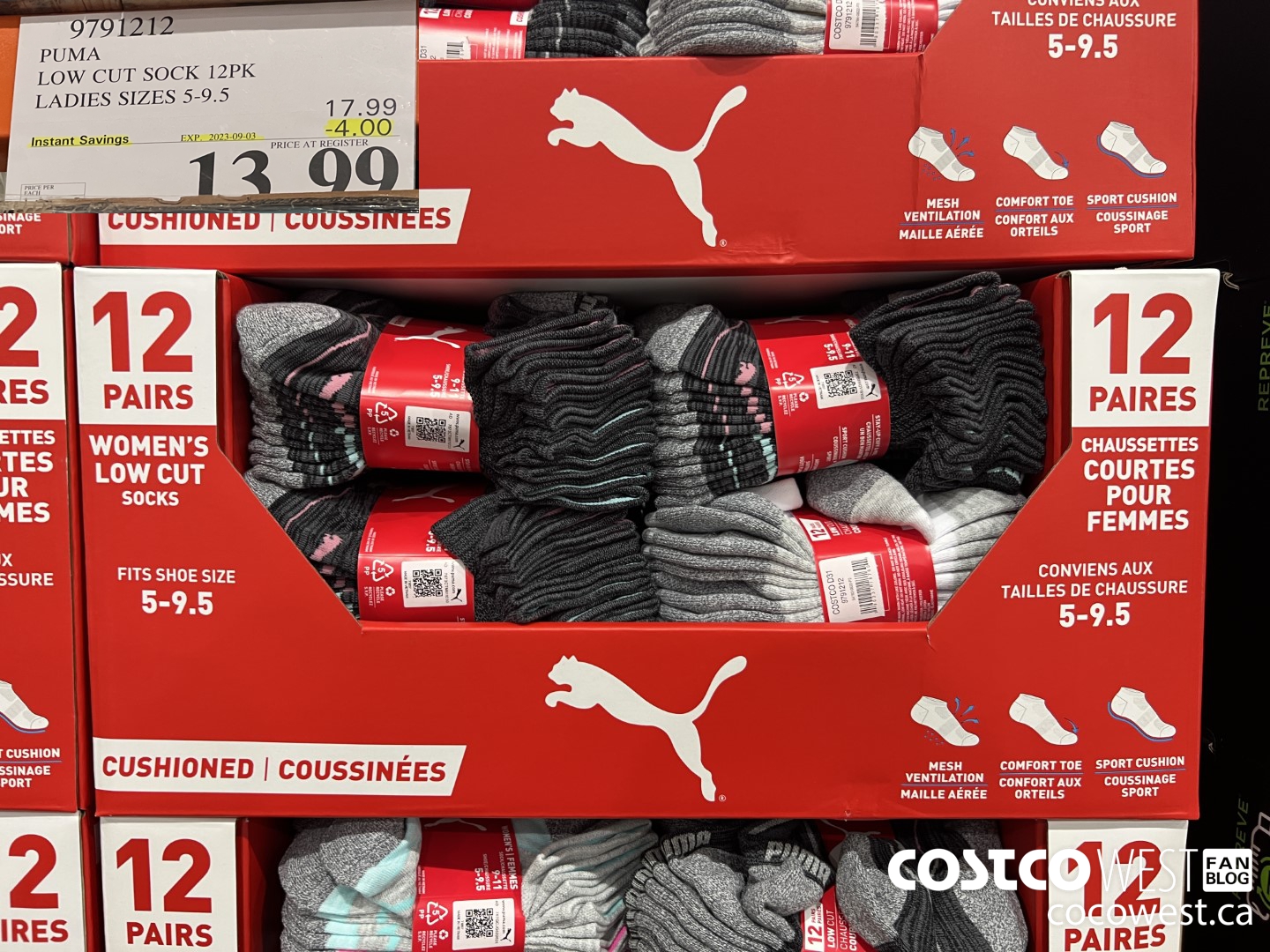 9791212 PUMA LOW CUT SOCKS 12PK LADIES SIZES 5-9.5 03 ($4.00 INSTANT SAVINGS EXPIRES ON 2023-09-03) $13.99