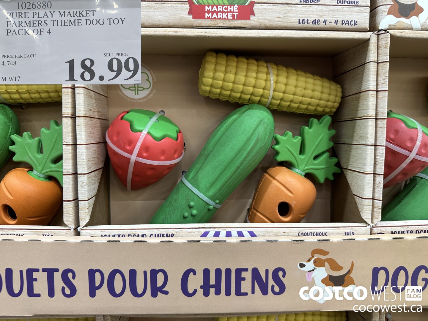 1026880 PURE PLAY MARKET FARMERS THEME DOG TOY PACK OF 4 $18.99