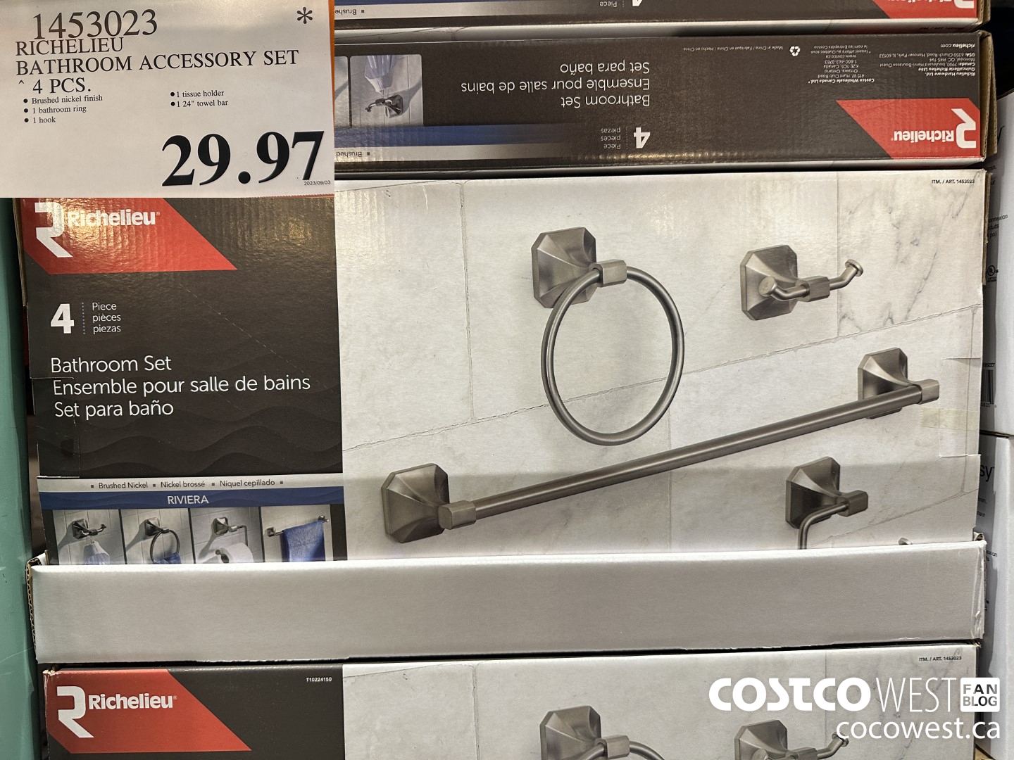 1453023 RICHELIEU BATHROOM ACCESSORY SET 4 PIECES $29.97