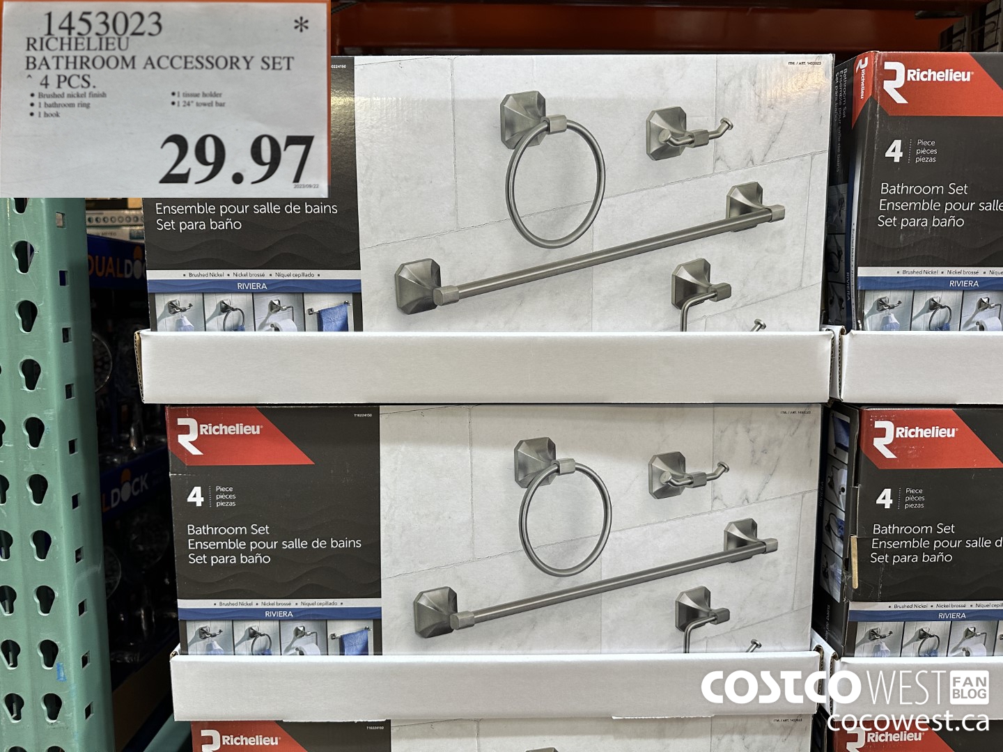 1453023 RICHELIEU BATHROOM ACCESSORY SET 4 PIECES $29.97