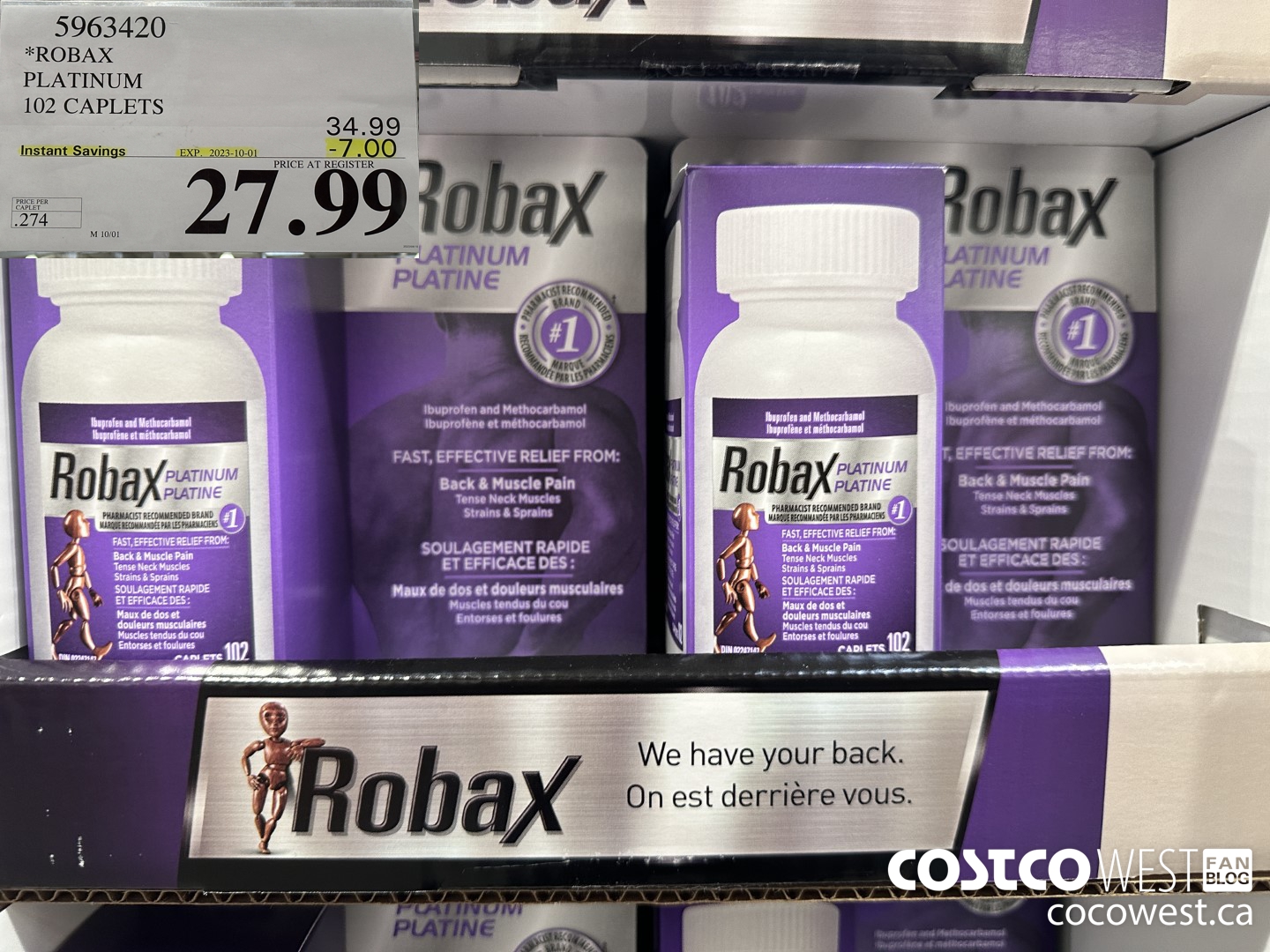 5963420 ROBAX PLATINUM 102 CAPLETS ($7.00 INSTANT SAVINGS EXPIRES ON 2023-10-01) $27.99