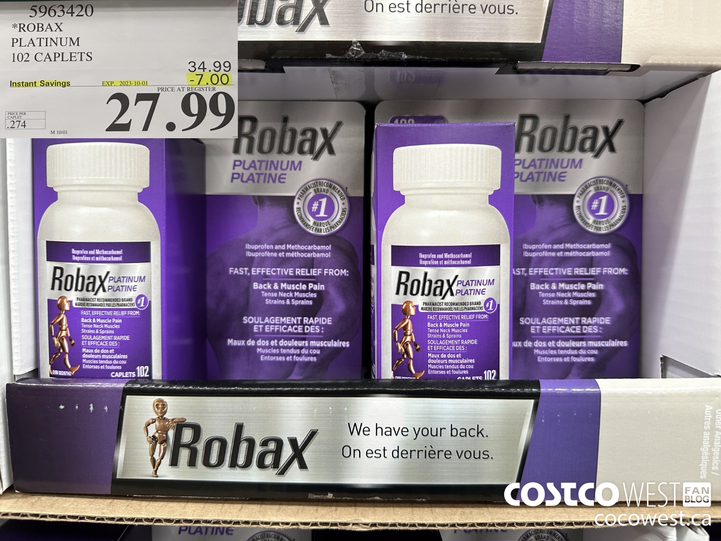 5963420 ROBAX PLATINUM 102 CAPLETS ($7.00 INSTANT SAVINGS EXPIRES ON 2023-10-01) $27.99