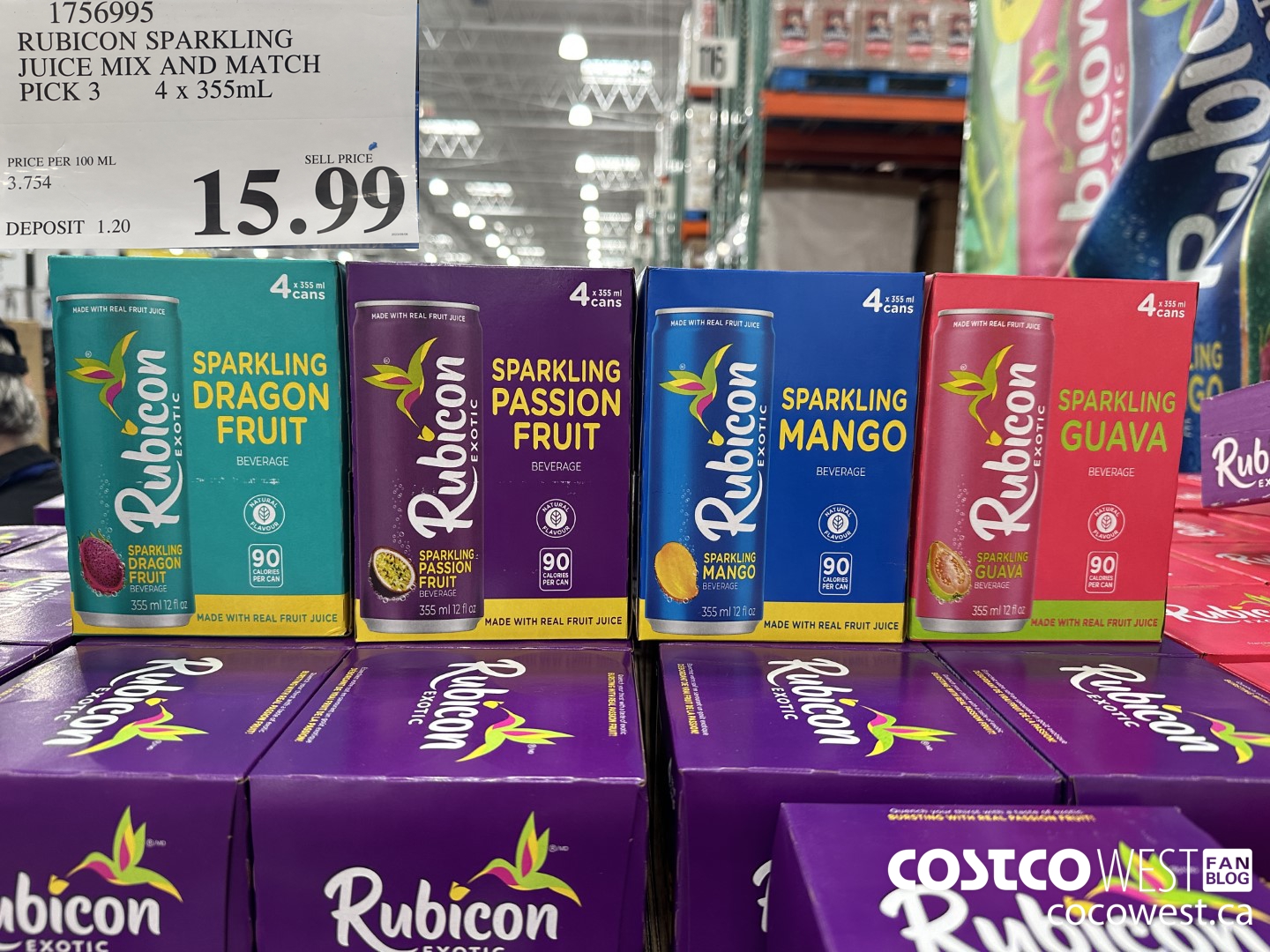 1756995 RUBICON SPARKLING JUICE MIX AND MATCH PICK 3 4 X 355 ML $15.99