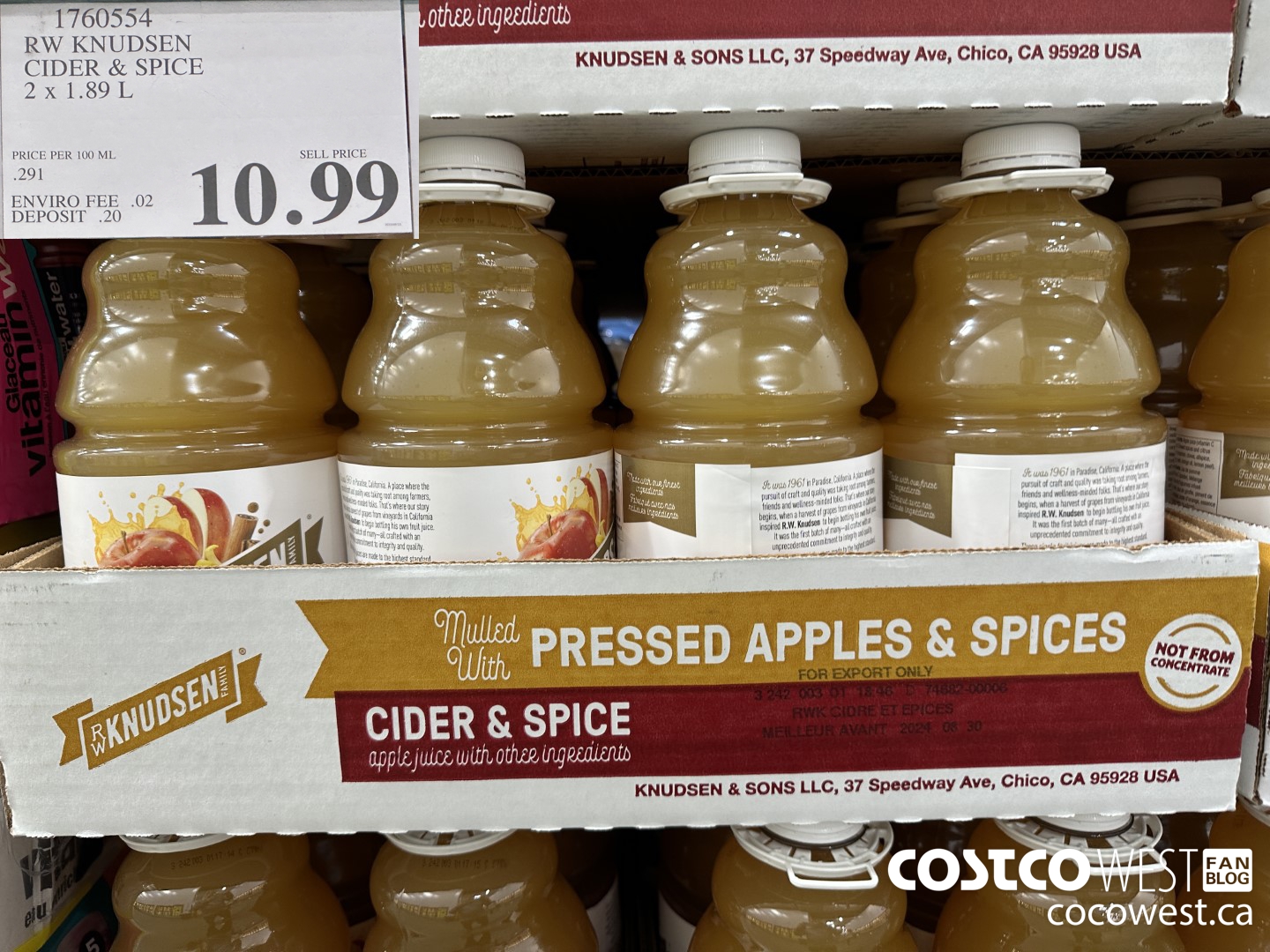 1760554 RW KNUDSEN CIDER & SPICE 2 X 1.89 L $10.99