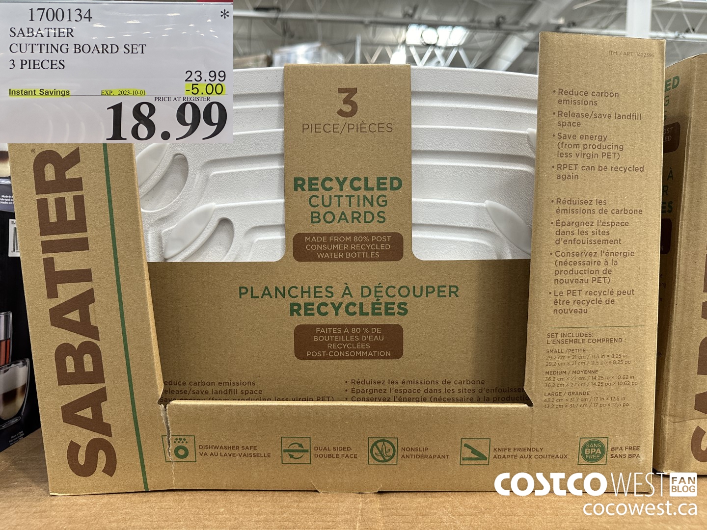 1700134 SABATIER CUTTING BOARD SET 3 PIECES ($5.00 INSTANT SAVINGS EXPIRES ON 2023-10-01) $18.99