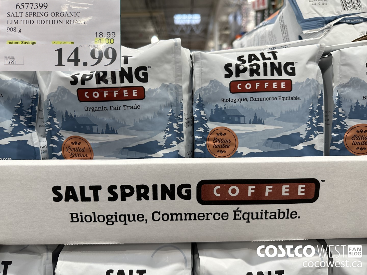 6577399 SALT SPRING ORGANIC LIMITED EDITION ROAST 908G ($4.00 INSTANT SAVINGS EXPIRES ON 2023-10-01) $14.99