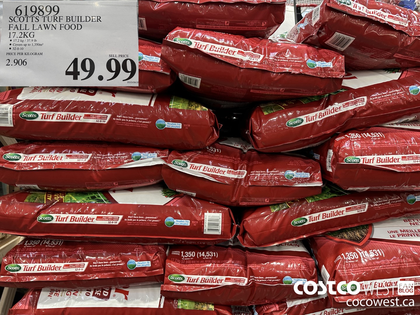 619899 SCOTTS TURF BUILDER FALL LAWN FOOD 17.2 KG $49.99