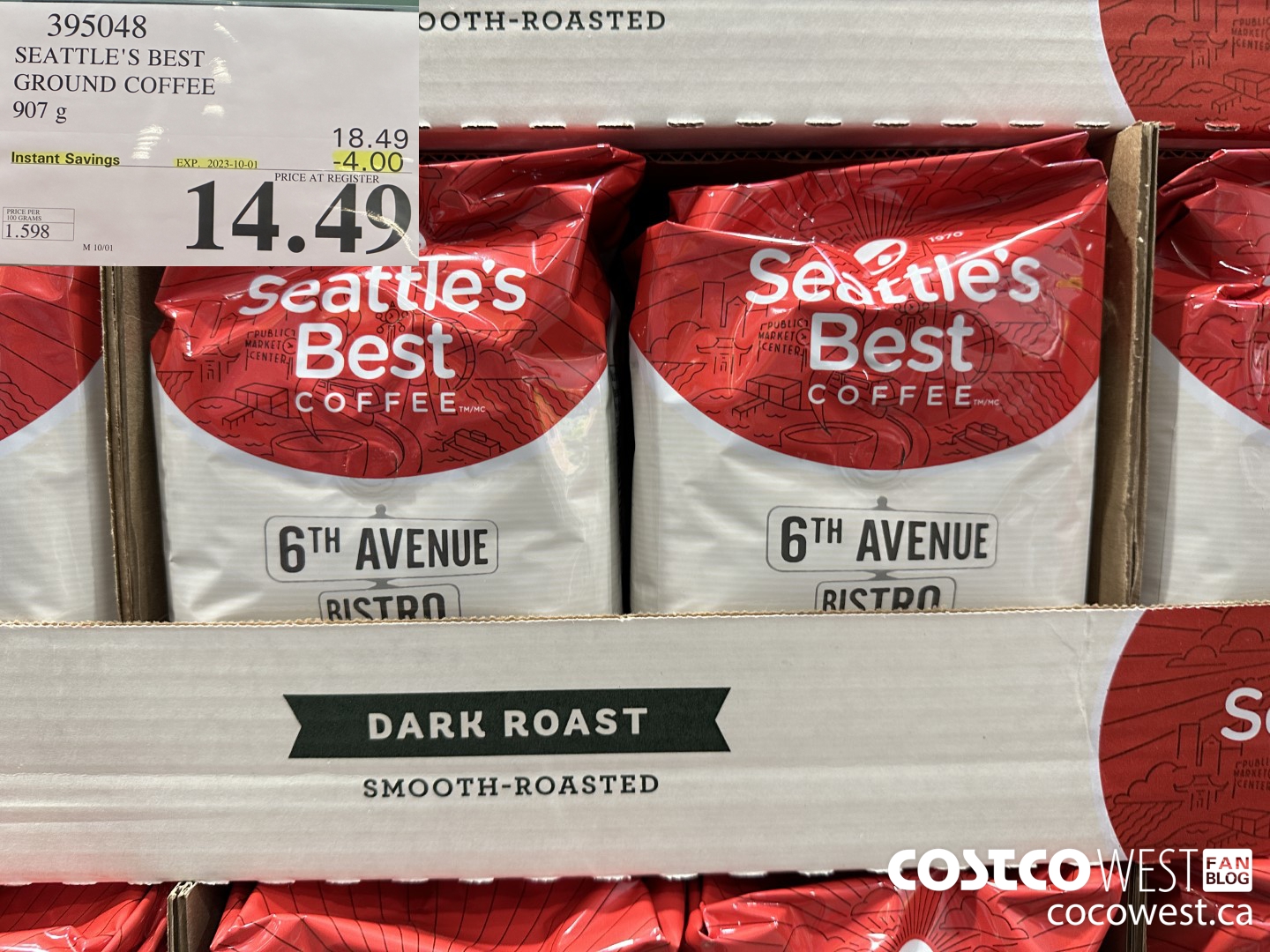 395048 SEATTLE'S BEST GROUND COFFEE 907 G ($4.00 INSTANT SAVINGS EXPIRES ON 2023-10-01) $14.49