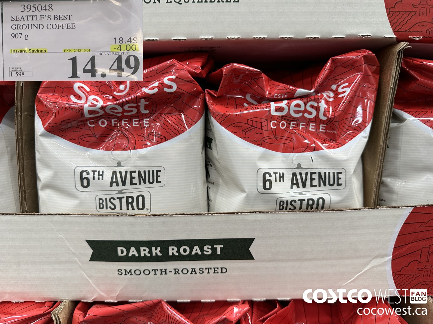 395048 SEATTLE'S BEST GROUND COFFEE 907 G ($4.00 INSTANT SAVINGS EXPIRES ON 2023-10-01) $14.49