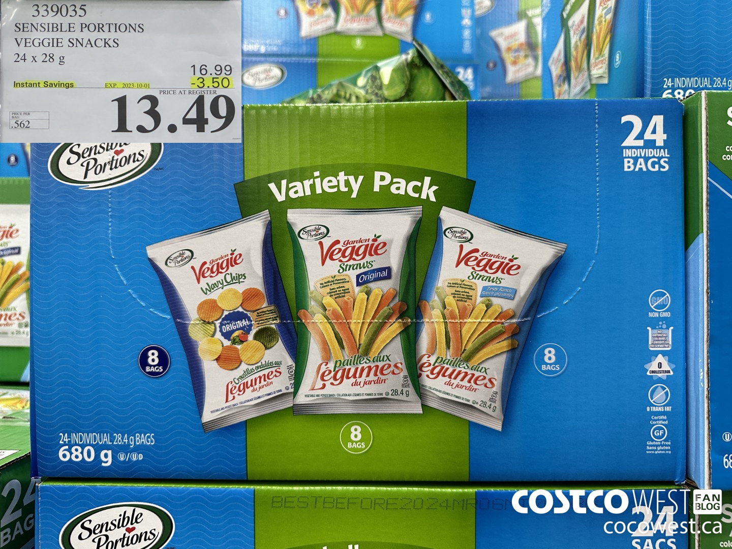 339035 SENSIBLE PORTIONS VEGGIE SNACKS 24 x 28 g ($3.50 INSTANT SAVINGS EXPIRES ON 2023-10-01) $13.49