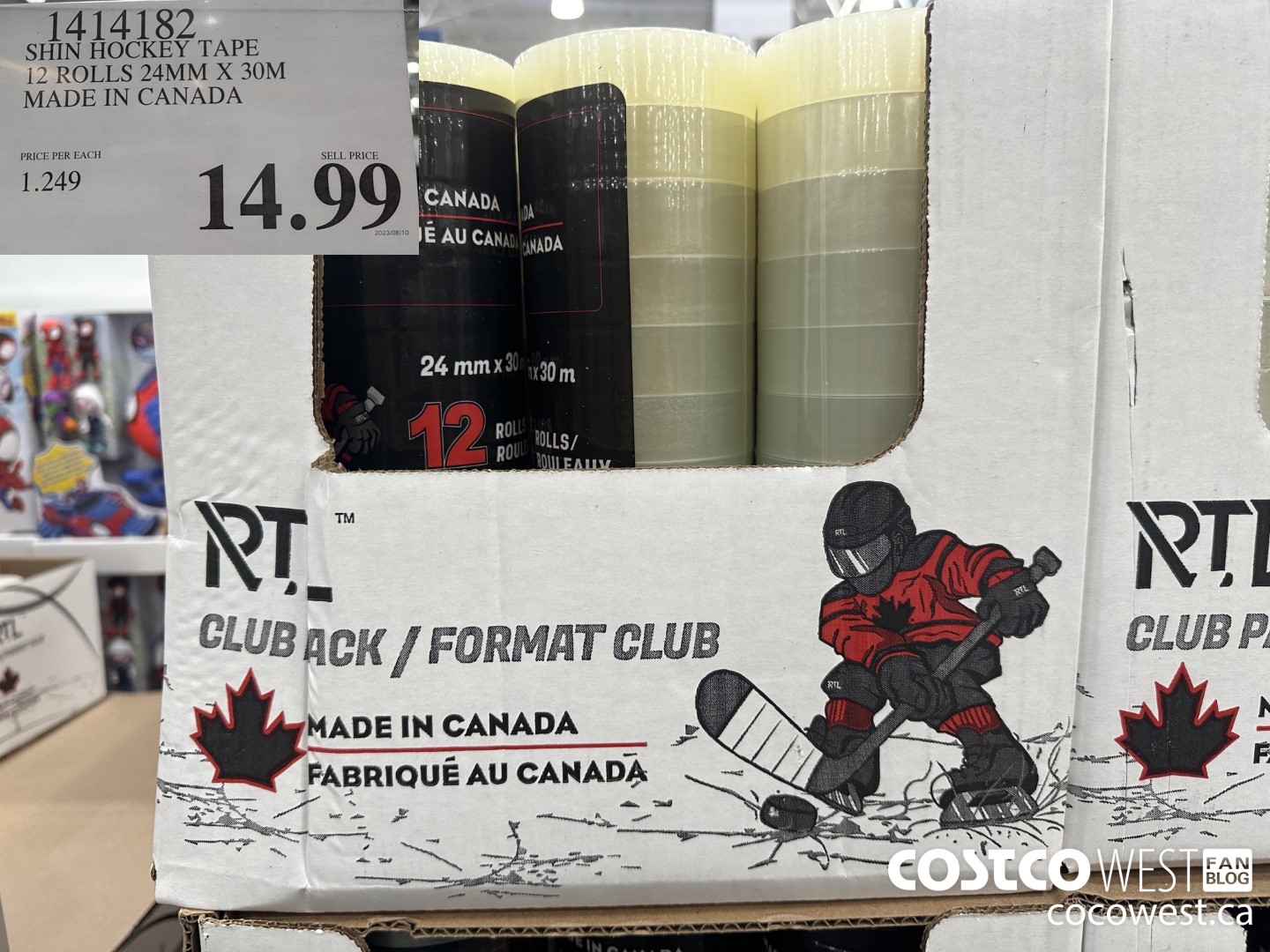 1414182 SHIN HOCKEY TAPE 12 ROLL 24MM X 30M MADE IN CANADA $14.99