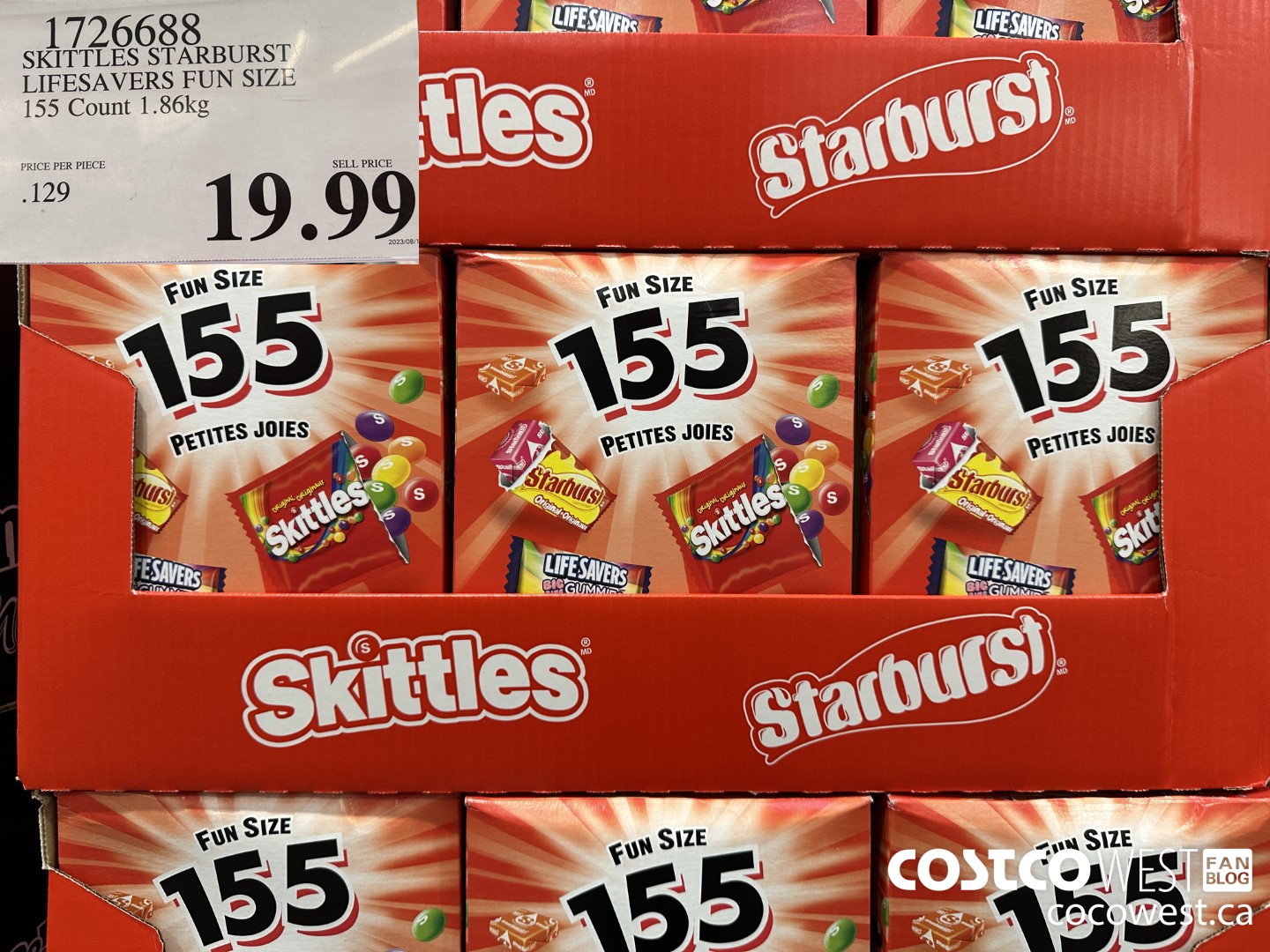 1726688 SKITTLES STARBURST LIFESAVERS FUN SIZE 155 COUNT 1.86KG $19.99