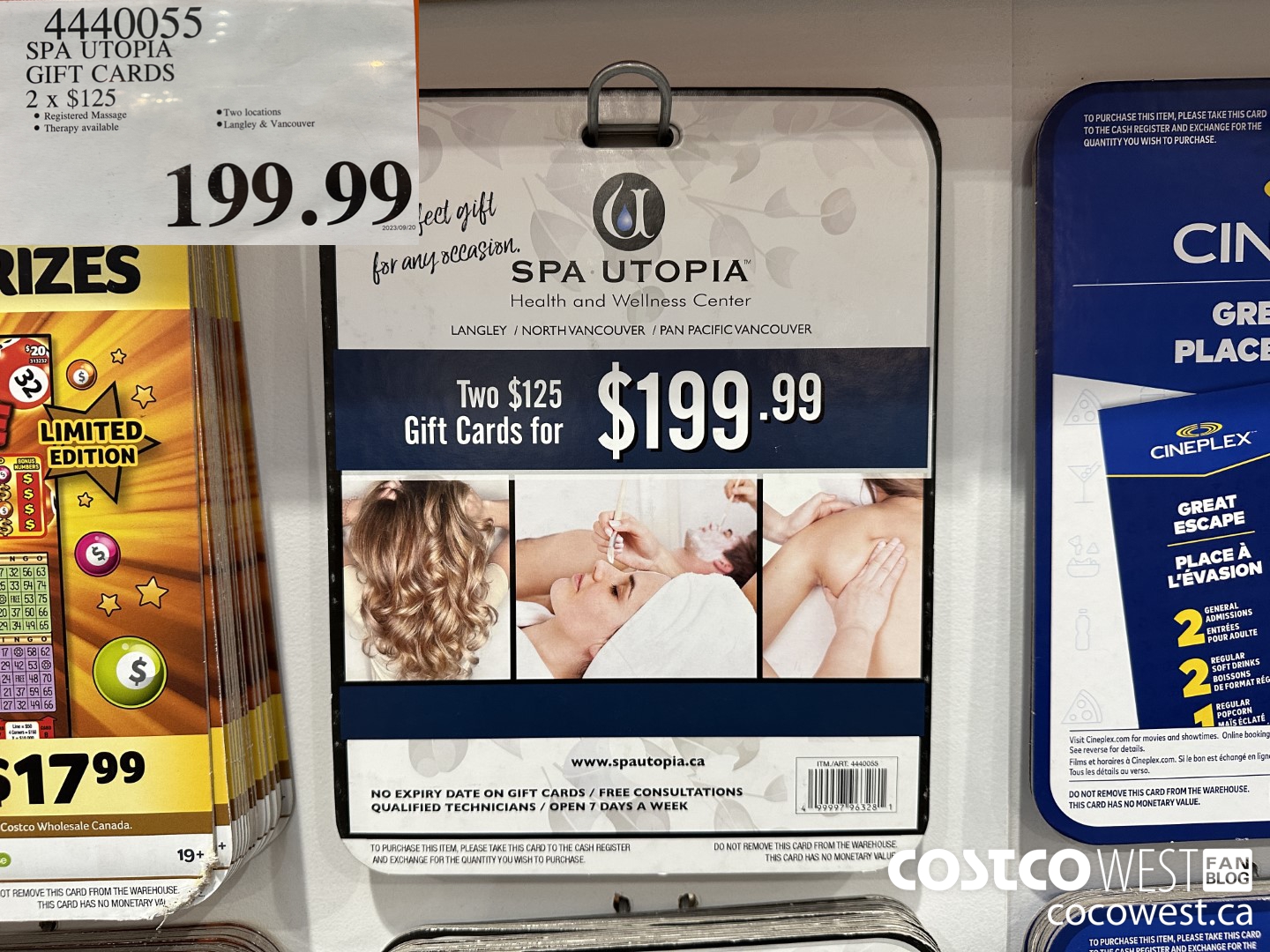 4440055 SPA UTOPIA GIFT CARDS 2 X $125 $199.99