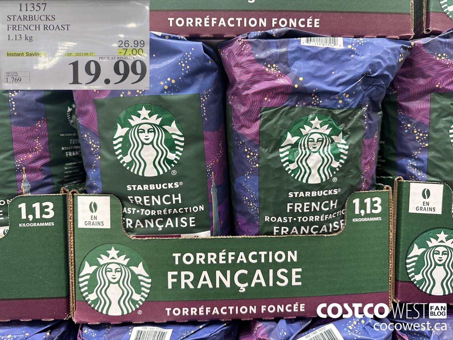 11357 STARBUCKS FRENCH ROAST 1.13 KG ($7.00 INSTANT SAVINGS EXPIRES ON 2023-09-17) $19.99