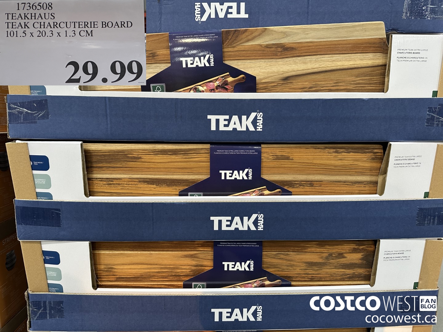 1736508 TEAKHAUS TEAK CHARCUTERIE BOARD 101.5 X 20.3 X 1.3 CM $29.99