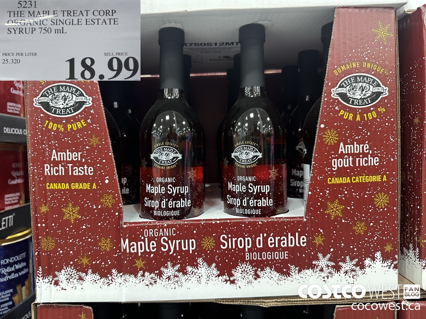 5231 THE MAPLE TREAT CORP ORGANIC SINGLE ESTATE SYRUP 750ML $18.99