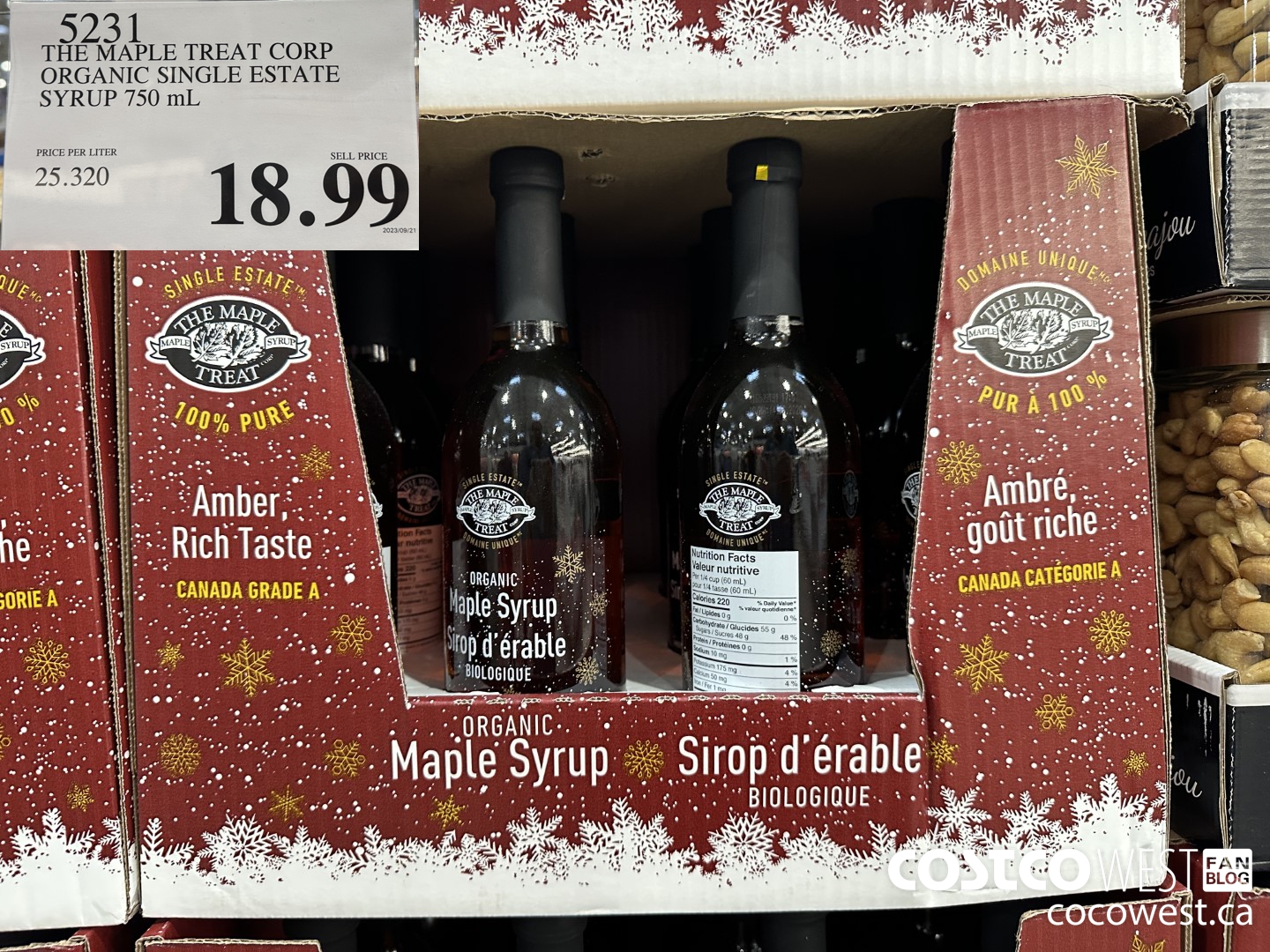 5231 THE MAPLE TREAT CORP ORGANIC SINGLE ESTATE SYRUP 750ML $18.99