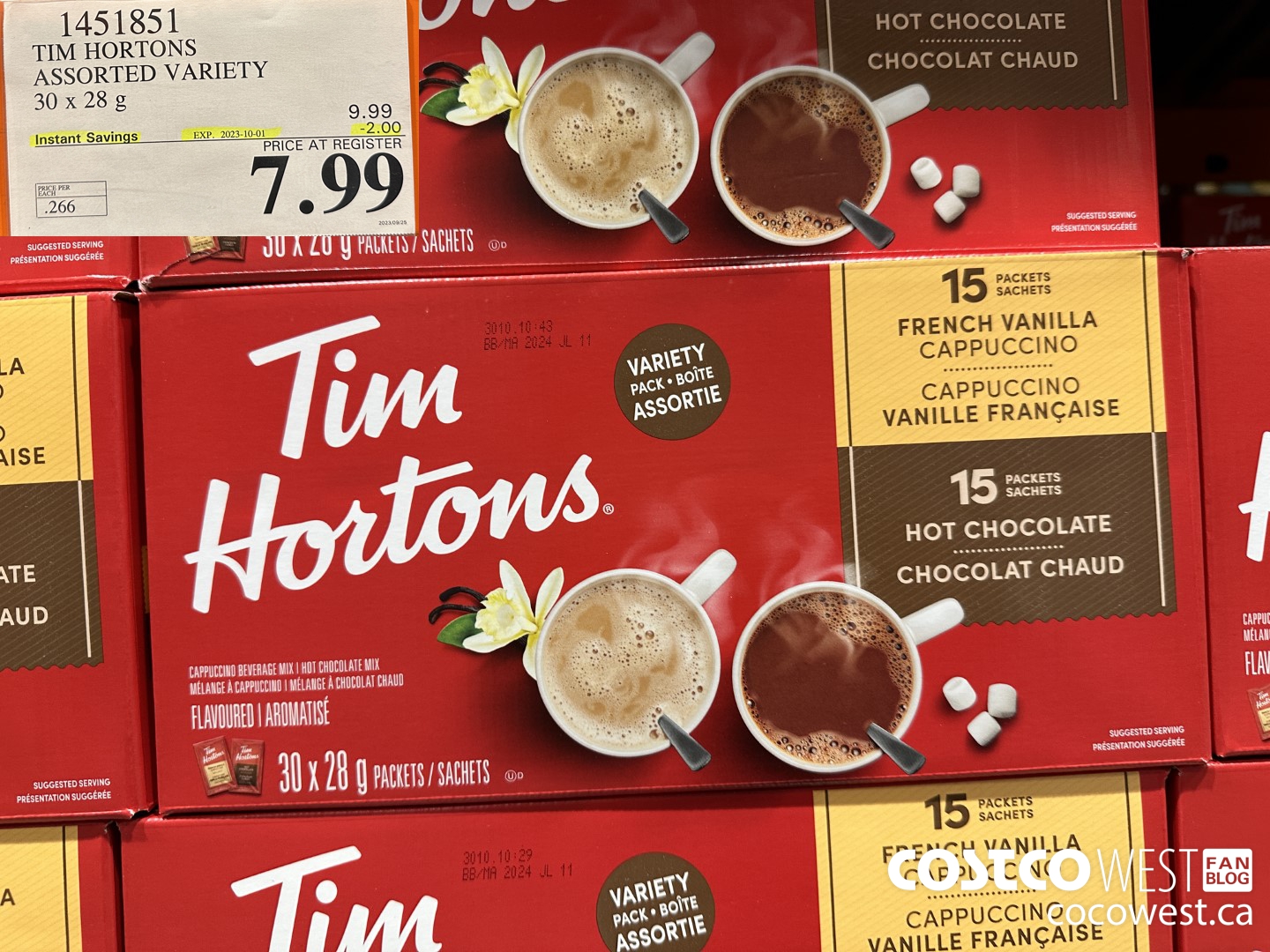 1451851 TIM HORTONS ASSORTED VARIETY 30 X 28 G ($2.00 INSTANT SAVINGS EXPIRES ON 2023-10-01) $7.99