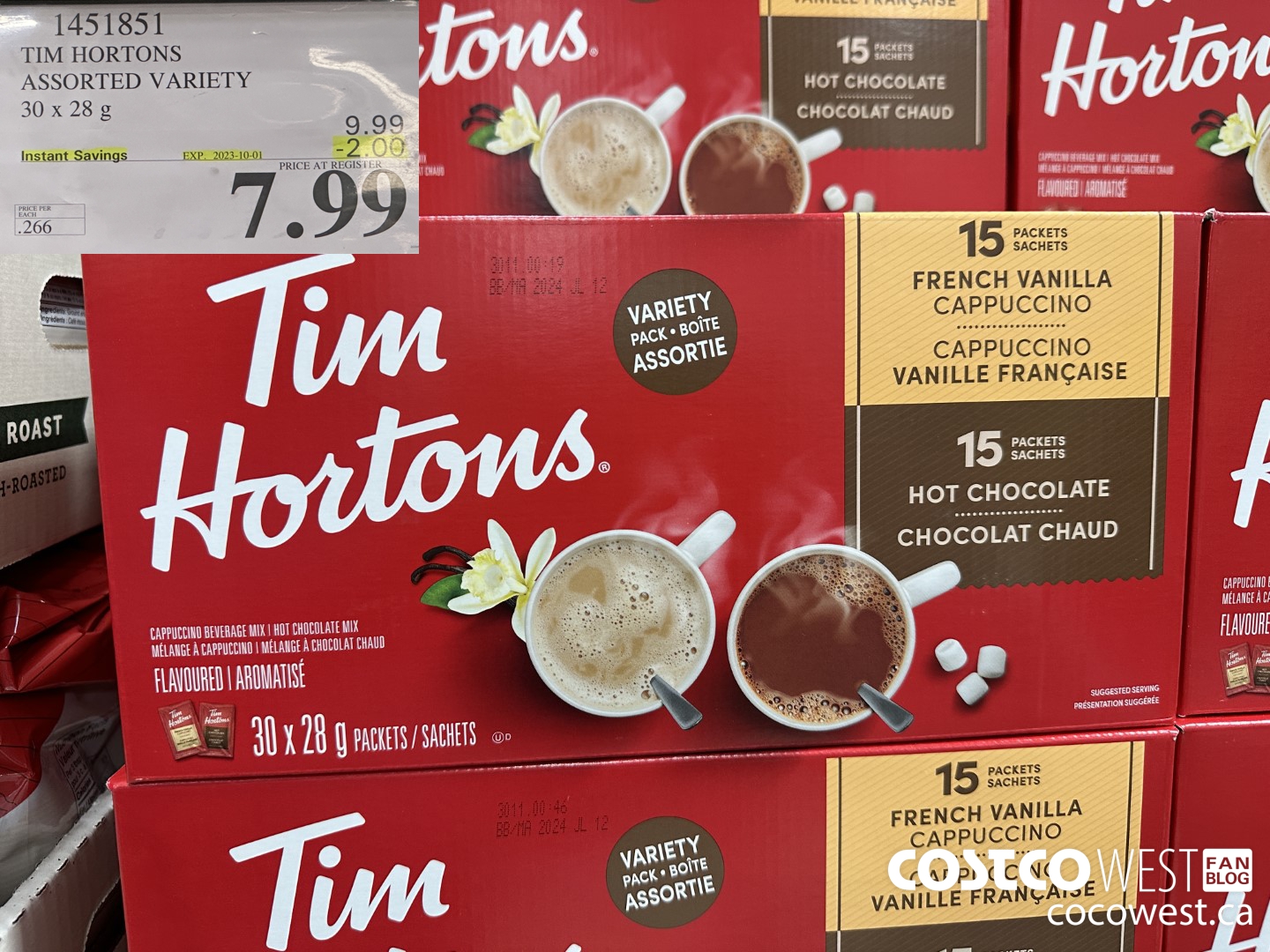 1451851 TIM HORTONS ASSORTED VARIETY 30 X 28 G ($2.00 INSTANT SAVINGS EXPIRES ON 2023-10-01) $7.99