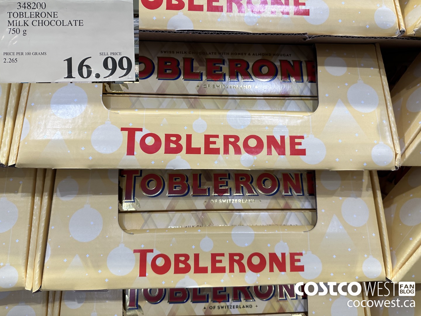 348200 TOBLERONE MILK CHOCOLATE 750 G $16.99