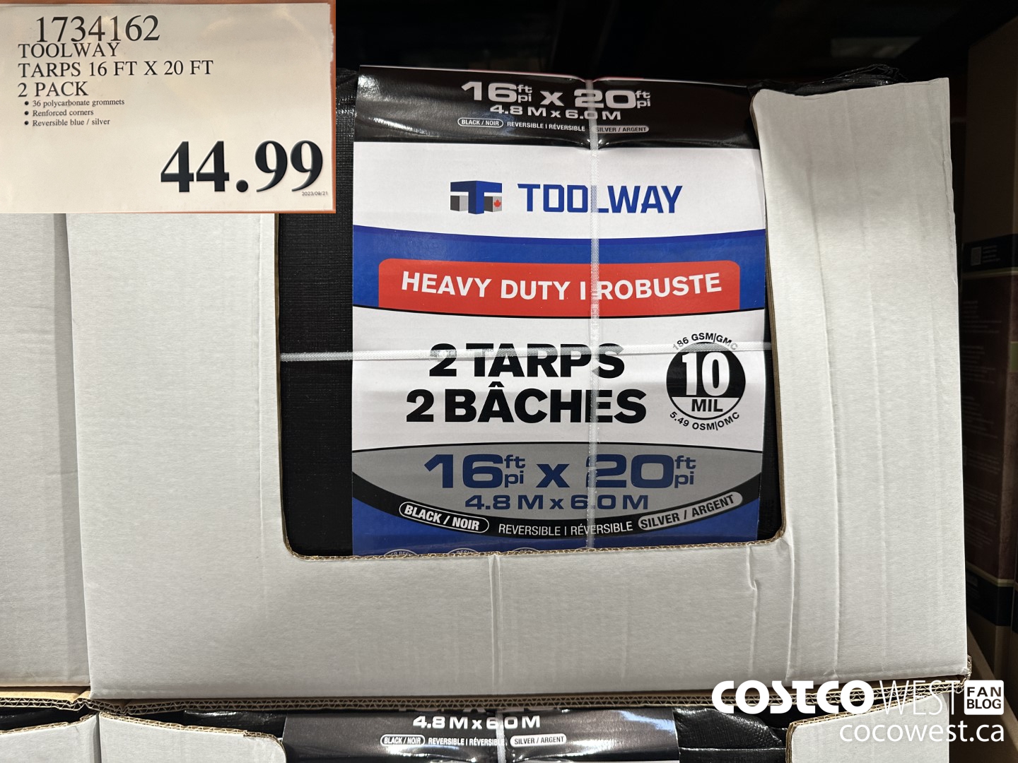 1734162 TOOLWAY TARPS 16 FT X 20 FT 2 PACK $44.99