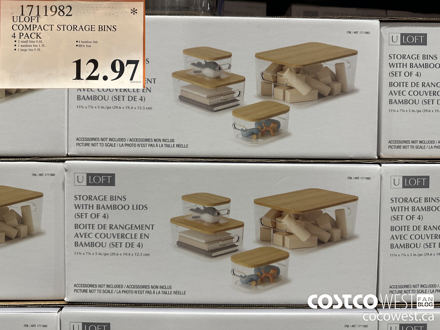 1711982 ULOFT COMPACT STORAGE BINS 4 PACK $12.97