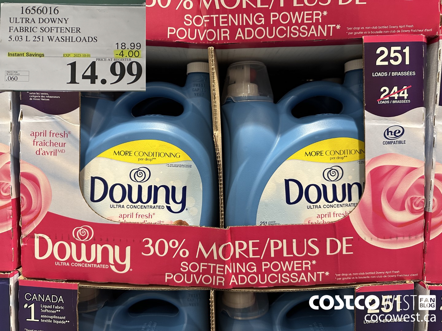 1656016 ULTRA DOWNY FABRIC SOFTENER 5.03 L 251 WASHLOADS ($4.00 INSTANT SAVINGS EXPIRES ON 2023-10-01) $14.99