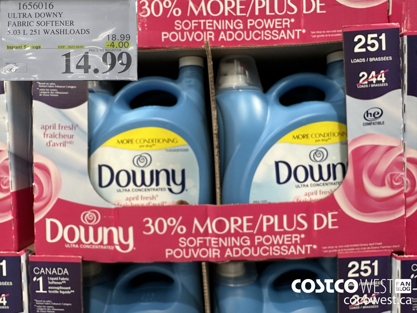 1656016 ULTRA DOWNY FABRIC SOFTENER 5.03 L 251 WASHLOADS ($4.00 INSTANT SAVINGS EXPIRES ON 2023-10-01) $14.99