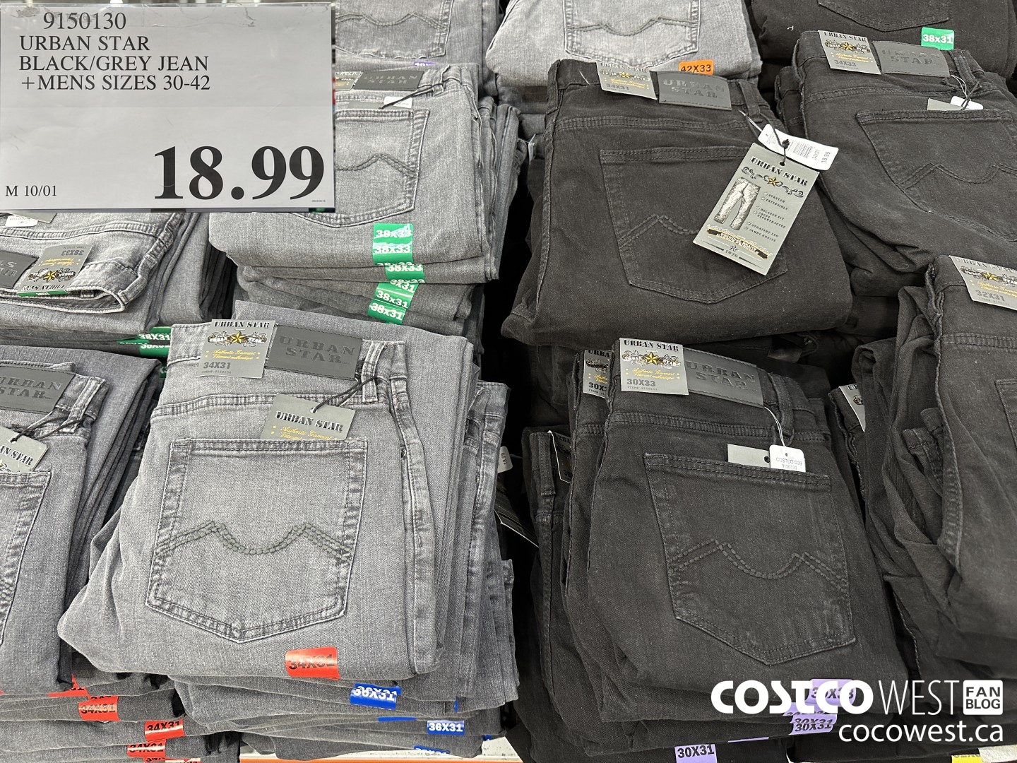 9150130 URBAN STAR BLACK/GREY JEAN MENS SIZES 30-42 $18.99