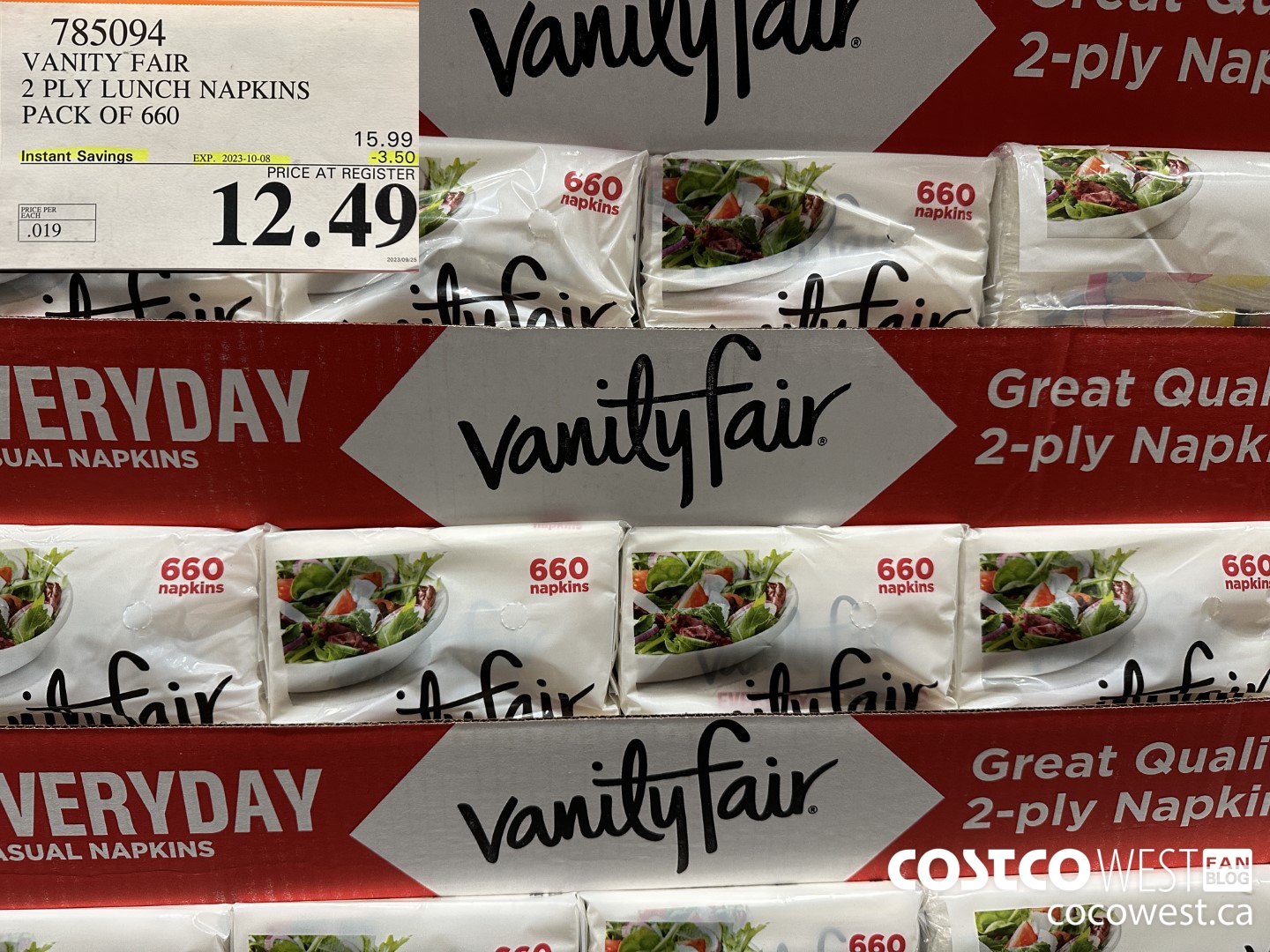 785094 VANITY FAIR 2 PLY LUNCH NAPKIN PACK OF 660 ($3.50 INSTANT SAVINGS EXPIRES ON 2023-10-08) $12.49