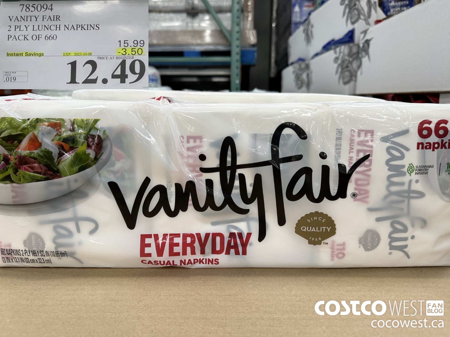 785094 VANITY FAIR 2 PLY LUNCH NAPKIN PACK OF 660 ($3.50 INSTANT SAVINGS EXPIRES ON 2023-10-08) $12.49