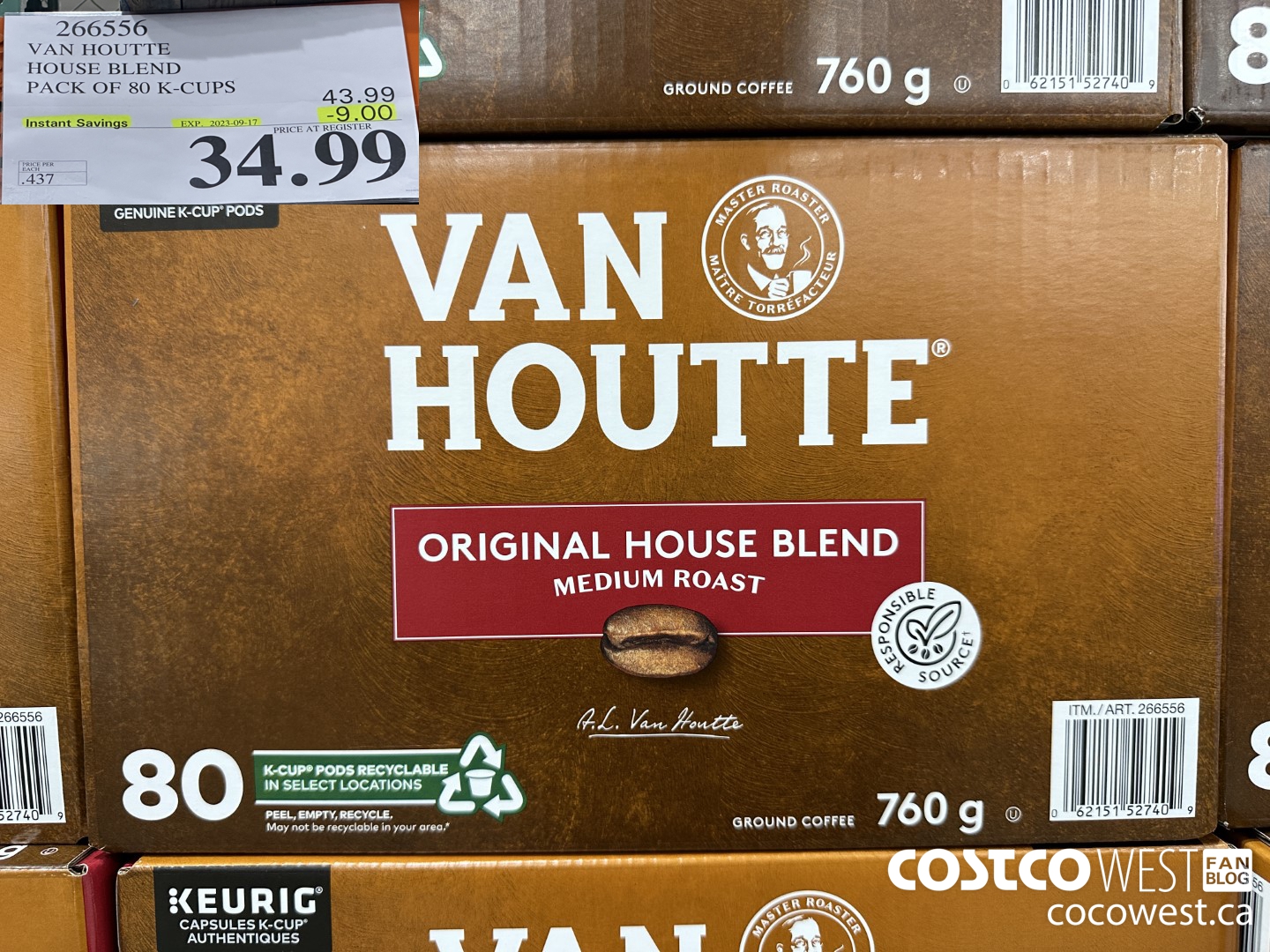 266556 VAN HOUTTE HOUSE BLEND K-CUPS 80 COUNT ($9.00 INSTANT SAVINGS EXPIRES ON 2023-09-17) $34.99