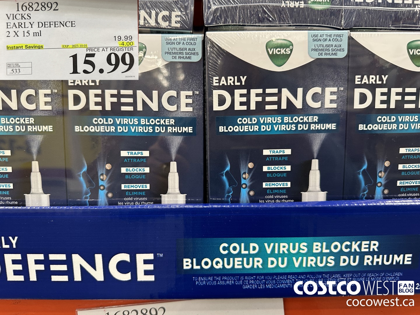 1682892 VICKS EARLY DEFENCE 2 X 15 ML ($4.00 INSTANT SAVINGS EXPIRES ON 2023-10-01) $15.99