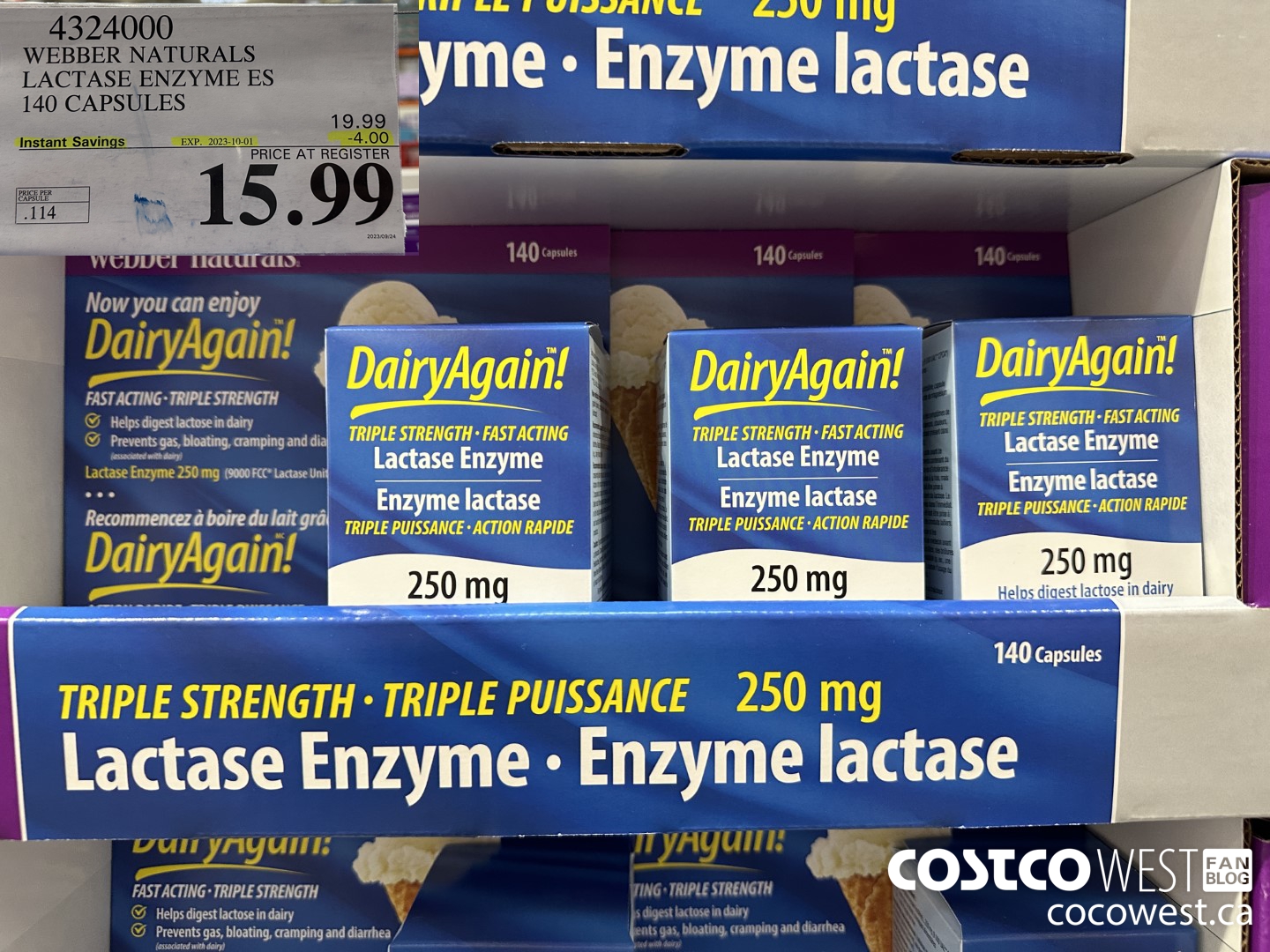 4324000 WEBBER LACTASE ENZYME ES 140 CAPSULES ($4.00 INSTANT SAVINGS EXPIRES ON 2023-10-01) $15.99