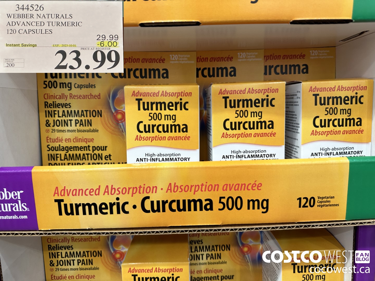 344526 WEBBER NATURALS ADVANCED TURMERIC 120 CAPSULES ($6.00 INSTANT SAVINGS EXPIRES ON 2023-10-01) $23.99