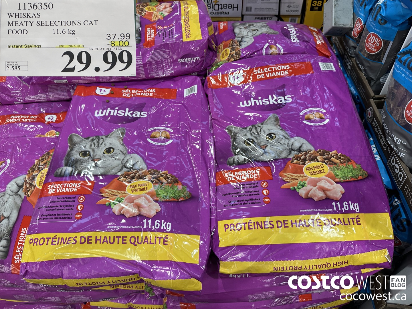 1136350 WHISKAS MEATY SELECTIONS CAT FOOD 11.6 kg ($8.00 INSTANT SAVINGS EXPIRES ON 2023-10-01) $29.99