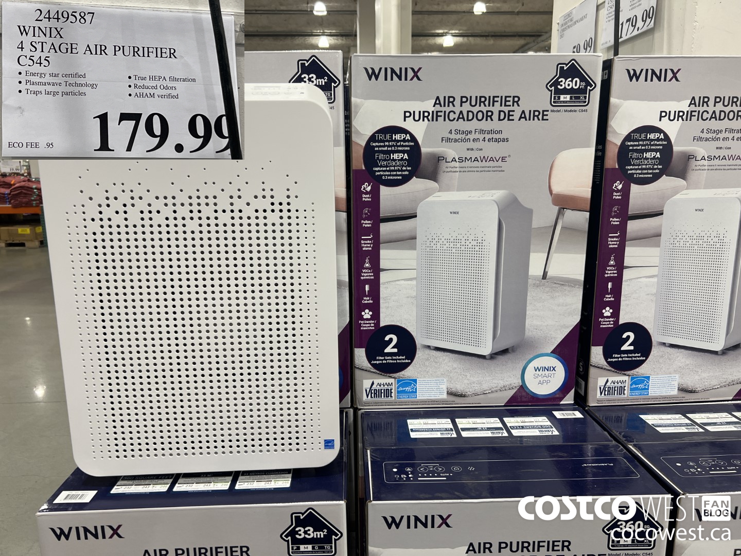 2449587 WINIX 4 STAGE AIR PURIFIER C545 $179.99