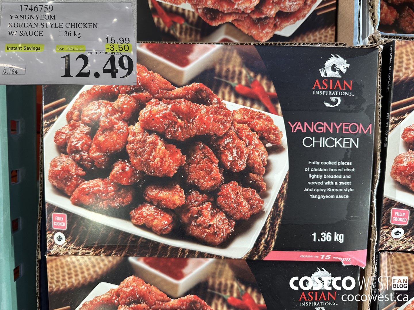 1746759 YANGNYEOM KOREAN-STYLE CHICKEN W/SAUCE 1.36 KG ($3.50 INSTANT SAVINGS EXPIRES ON 2023-10-01) $12.49