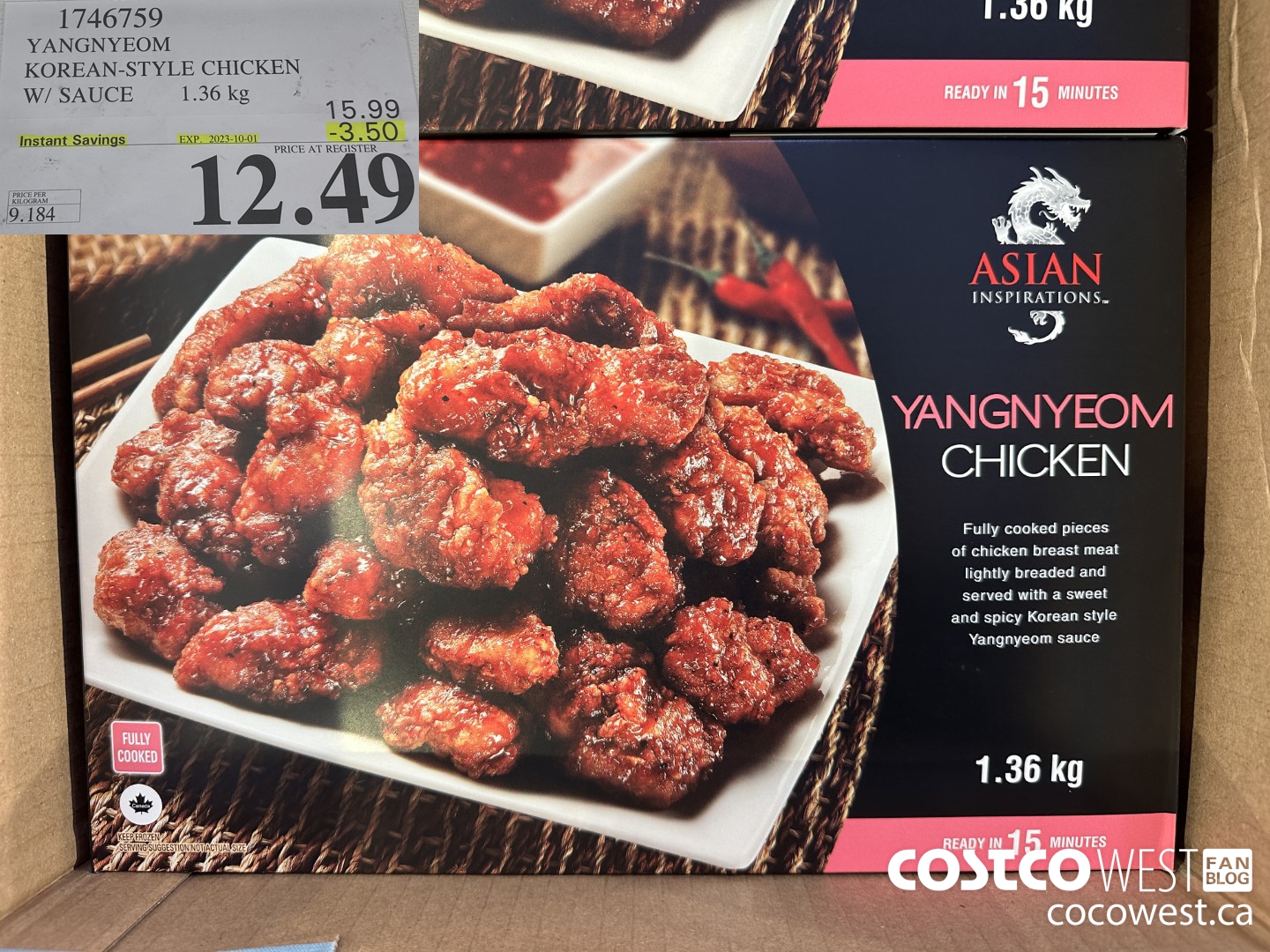 1746759 YANGNYEOM KOREAN-STYLE CHICKEN W/SAUCE 1.36 KG ($3.50 INSTANT SAVINGS EXPIRES ON 2023-10-01) $12.49