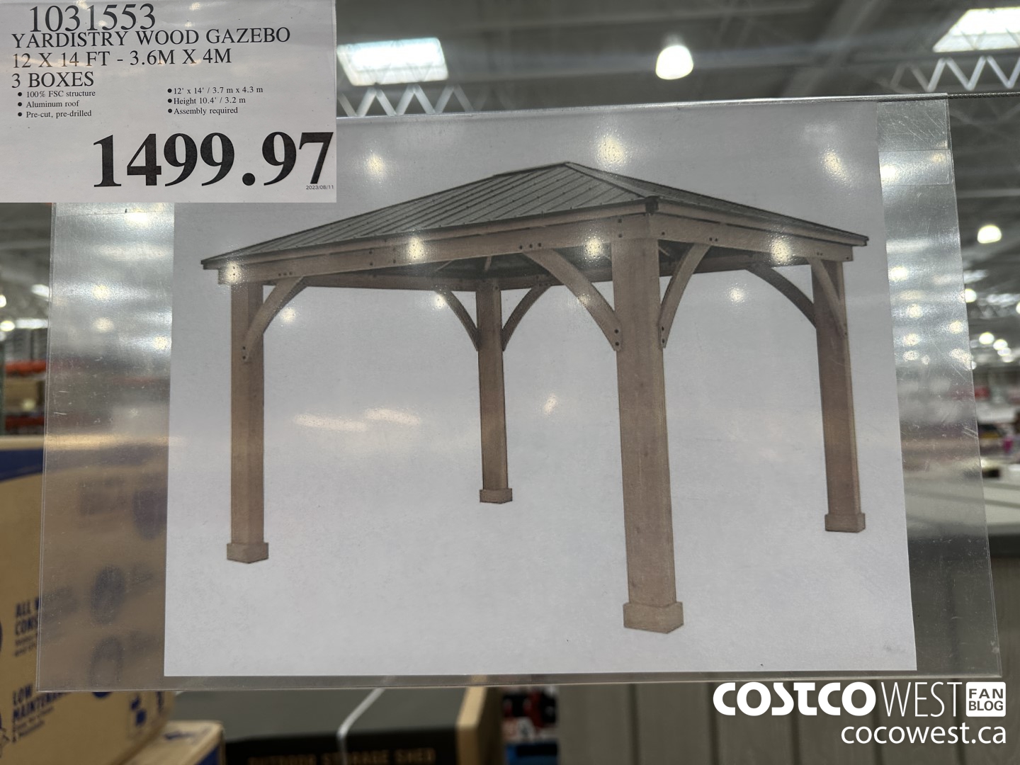 1031553 YARDISTRY WOOD GAZEBO 12 X 14 FT 3.6M X 4M 3 BOXES $1499.97