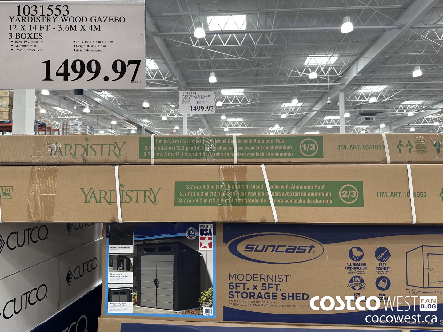 1031553 YARDISTRY WOOD GAZEBO 12 X 14 FT 3.6M X 4M 3 BOXES $1499.97