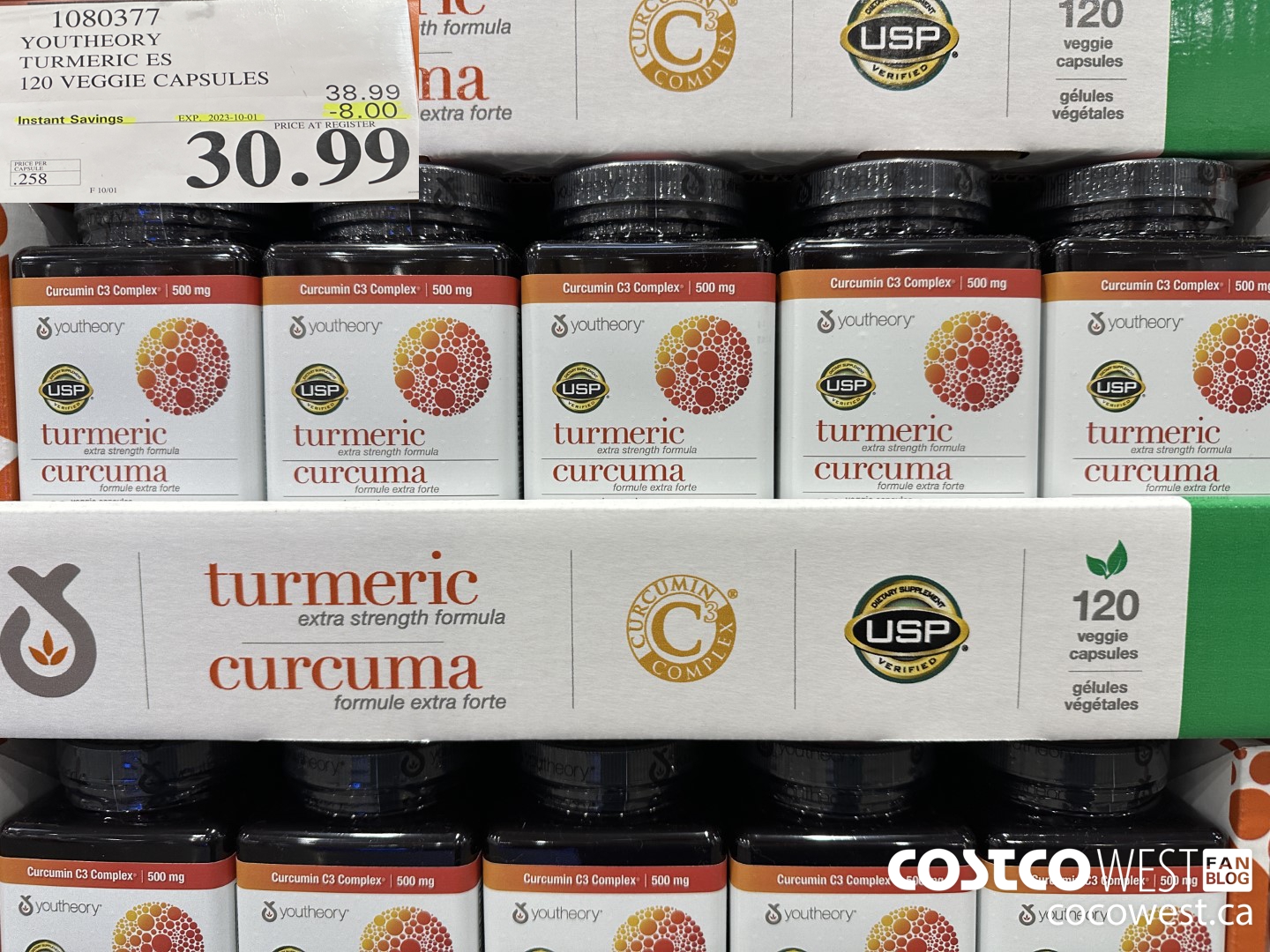 1080377 YOUTHEORY TURMERIC ES 120 VEGGIE CAPSULES ($8.00 INSTANT SAVINGS EXPIRES ON 2023-10-01) $30.99